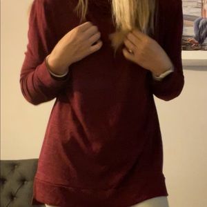 Maroon high-low cowl neck sweater